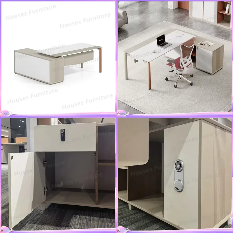 Office Tech Furniture - Meja Eksekutif Bentuk L Furnitur Kantor